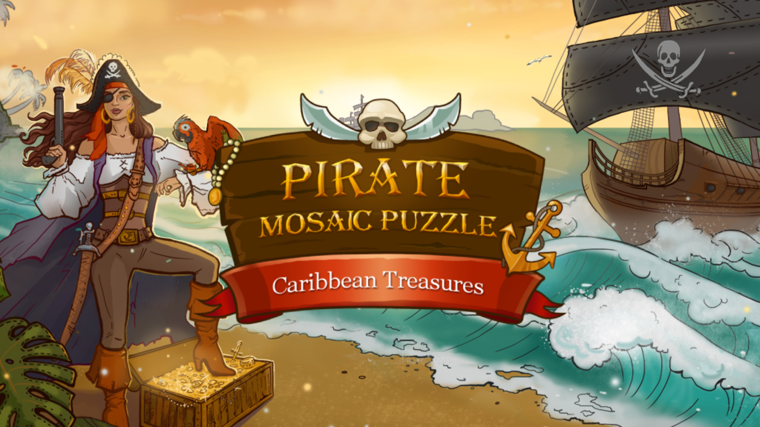 Pirate Mosaic Puzzle. Caribbean Treasures